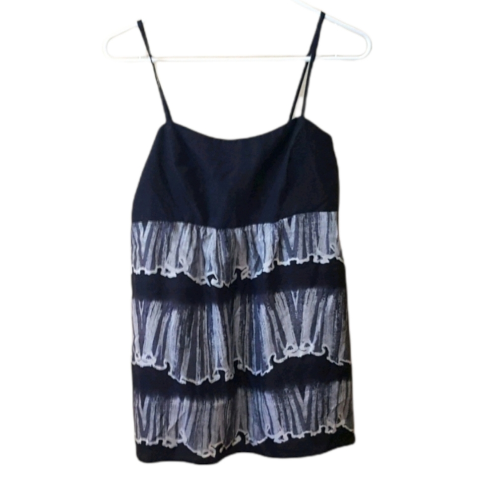 CAbi  Silk Camisole Black and Silver